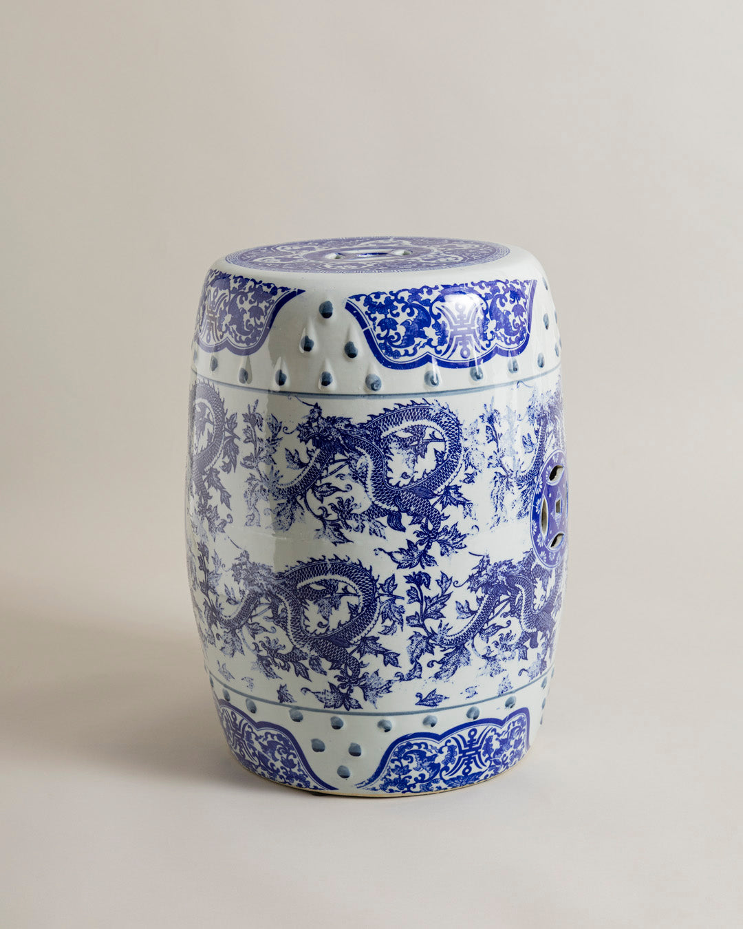 Blue Dragon Motif Garden Stool