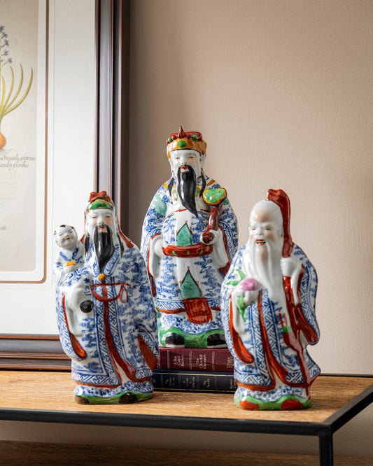 'The Three Star Gods' Porcelain Sculptures - Set Of 3