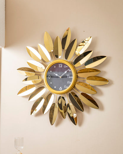 Golden Sunburst Wall Clock