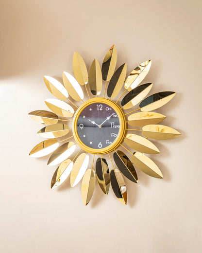 Golden Sunburst Wall Clock
