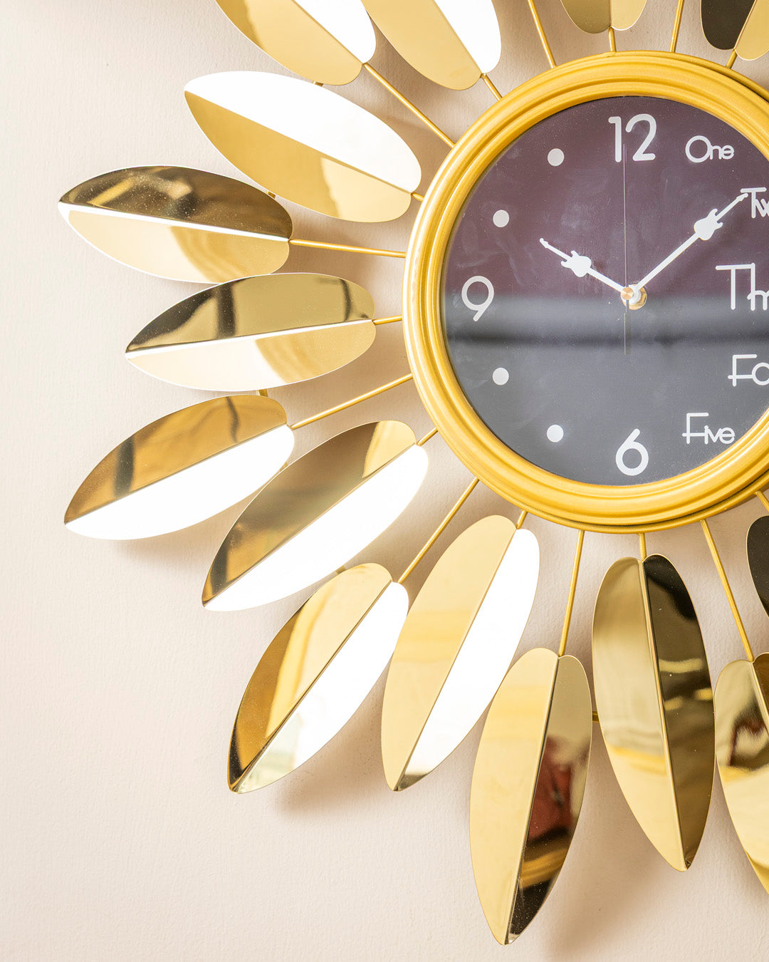 Golden Sunburst Wall Clock