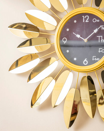 Golden Sunburst Wall Clock