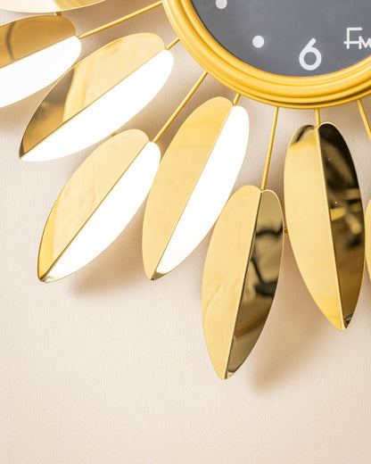 Golden Sunburst Wall Clock