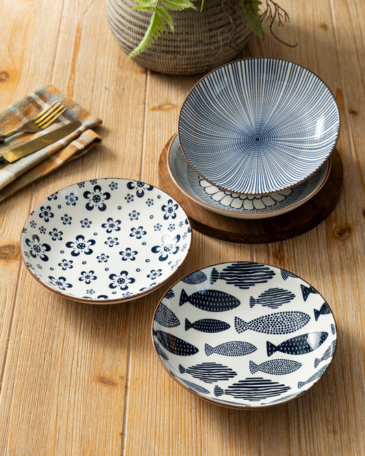 Ocean Bloom Pasta Bowl - Set Of 4