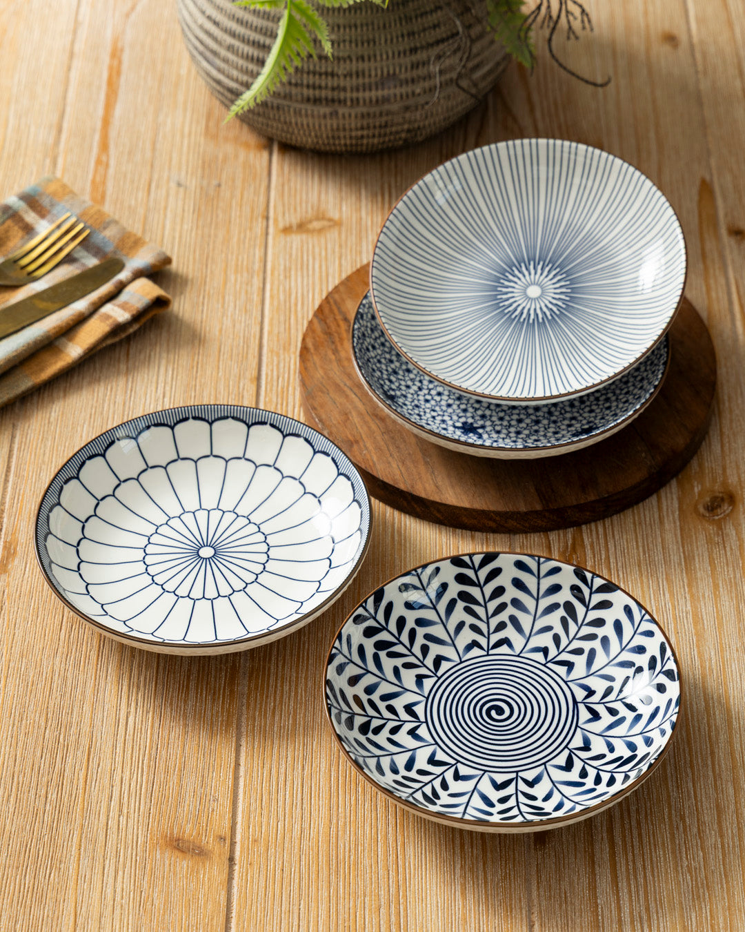 Indigo Rhythm Pasta Bowl - Set Of 4