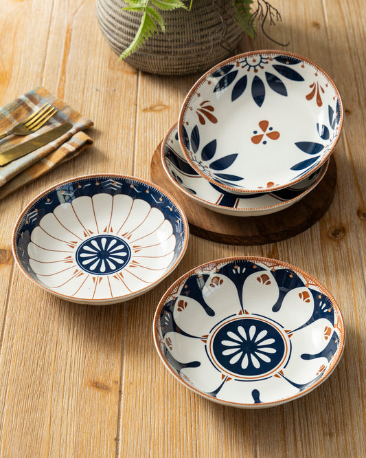 Rustic Bloom Pasta Bowl - Set Of 4