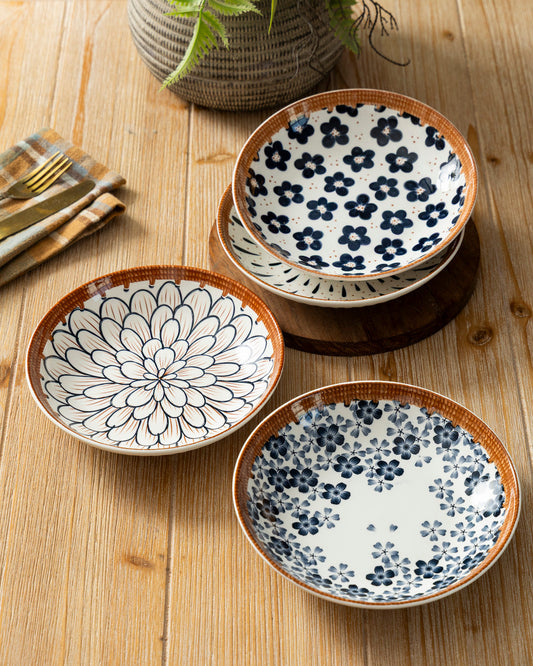 Floral Mosaic Pasta Bowl - Set Of 4
