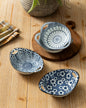 Indigo Bloom Serving Bowls - Set 4