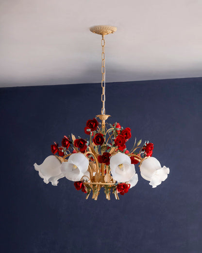 Crimson Rose French Floral Chandelier