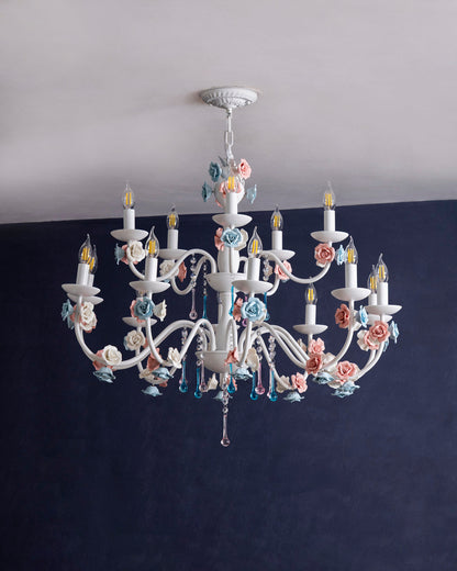 Blush Bloom French Floral Chandelier