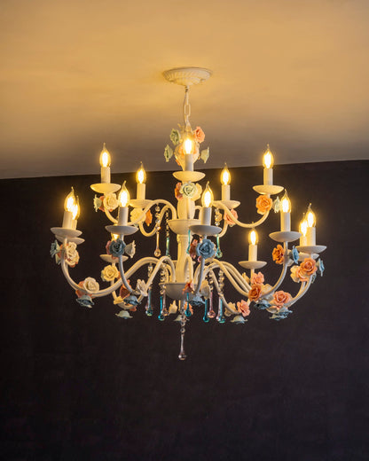 Blush Bloom French Floral Chandelier