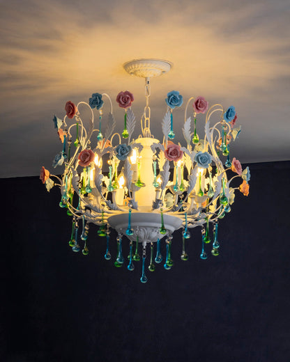 Pastel Bloom French Floral Chandelier