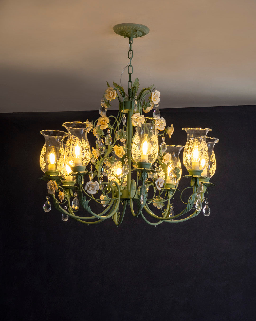 Azure Rose French Floral Chandelier