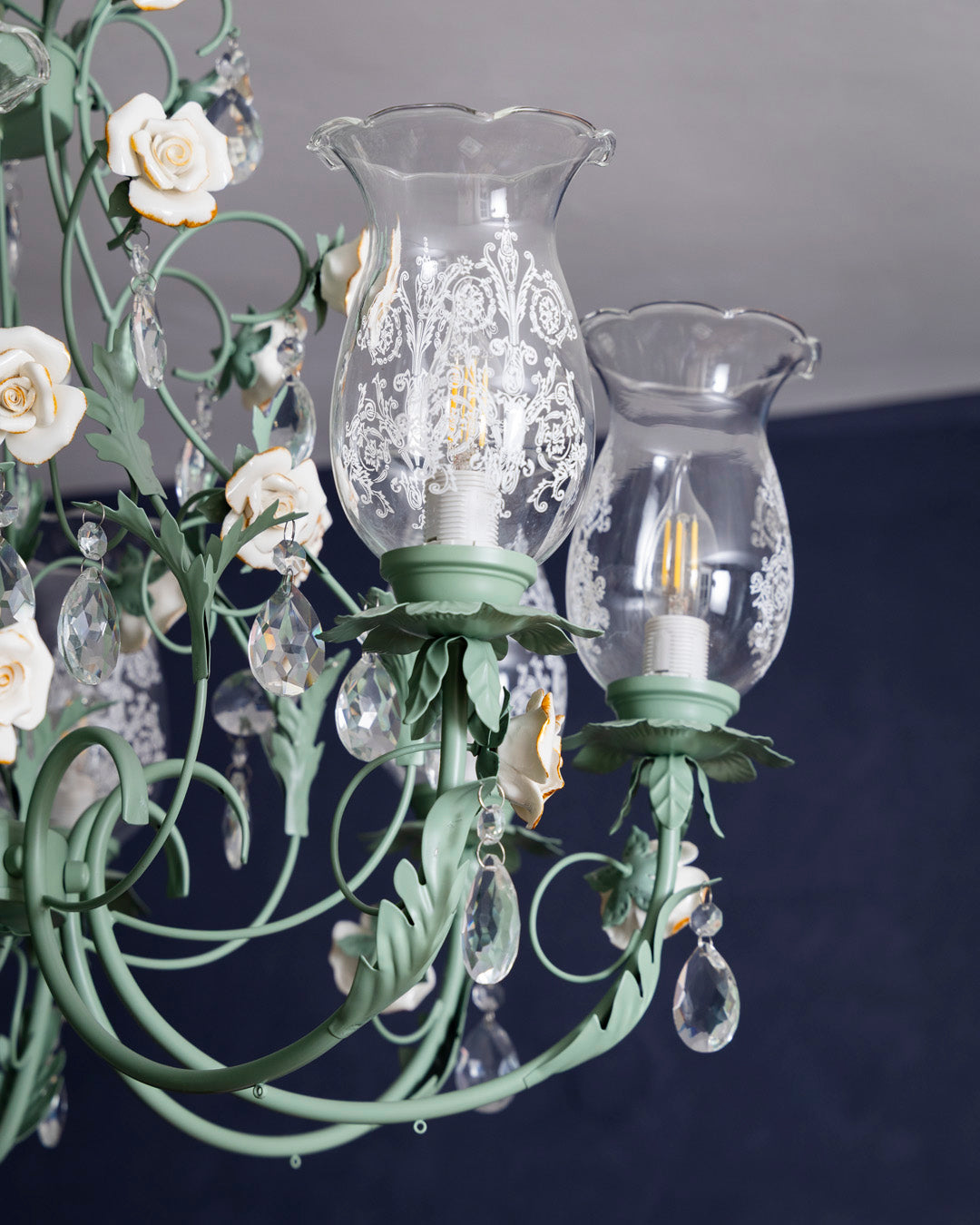 Azure Rose French Floral Chandelier