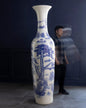 Imperial Blue Landscape Tall Floor Vase - 6.4 Ft