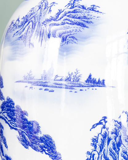 Imperial Blue Landscape Tall Floor Vase - 6.4 Ft
