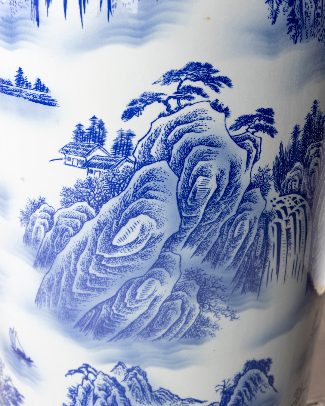 Imperial Blue Landscape Tall Floor Vase - 6.4 Ft