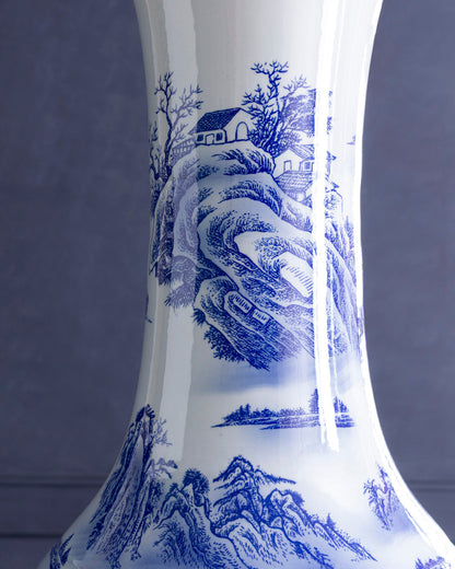 Imperial Blue Landscape Tall Floor Vase - 6.4 Ft