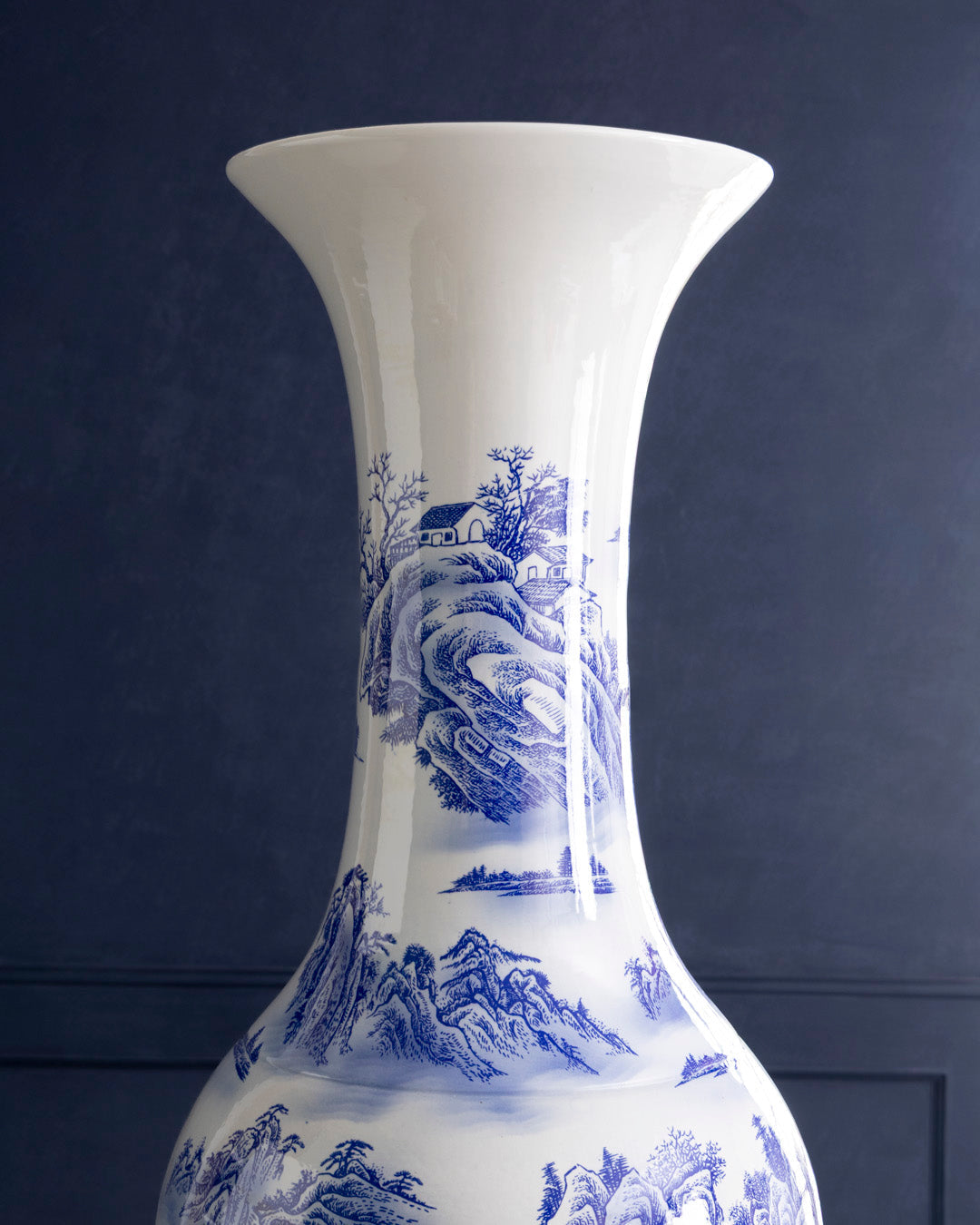 Imperial Blue Landscape Tall Floor Vase - 6.4 Ft