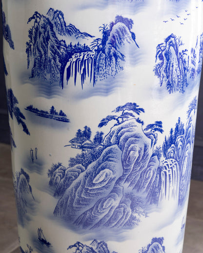 Imperial Blue Landscape Tall Floor Vase - 6.4 Ft