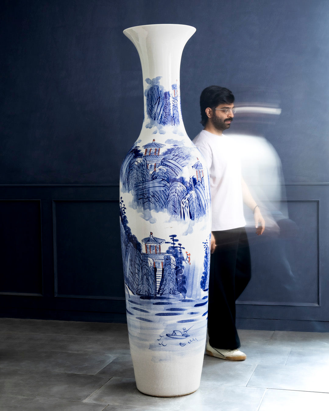 Grand Heritage Landscape Tall Floor Vase - 6.4 Ft
