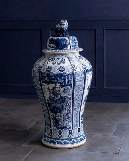 Royal Heritage Landscape Temple Jar with Guardian Lid - 116 CM