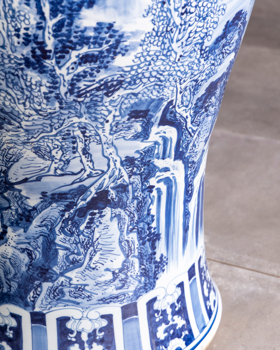 Grand Scenic Blue & White Temple Jar with Guardian Lid - 116