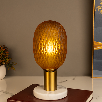 Amaryllis Glass designer table lamp - Yellow Glass Shade