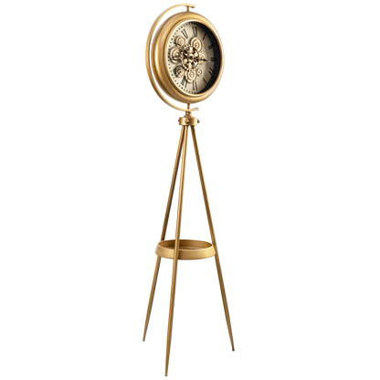 Golden Meridian Tripod Base Luxury Designer Standing Clock With Moving Gear Mechanism Buy Floor Clock Online (Steel Body)