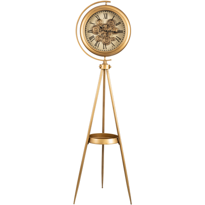Golden Meridian Tripod Base Luxury Designer Standing Clock With Moving Gear Mechanism Buy Floor Clock Online (Steel Body)