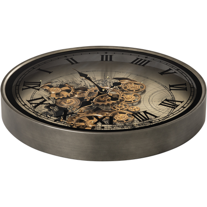 Phantom Dial Luxury Designer Wall Clock For Living Room With Moving Gear Mechanism Buy Wall Clock Online - Big (Black) (Steel Body)