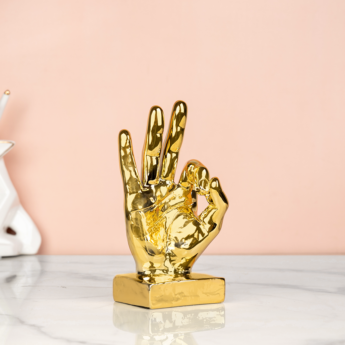 Golden "OK" Finger Gesture Decorative Showpiece & Home Decoration Items