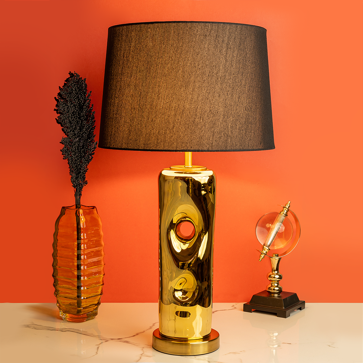 Contemporary Gold Elliptical Table Lamp