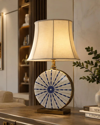 Azure Sunburst Disc Table Lamp