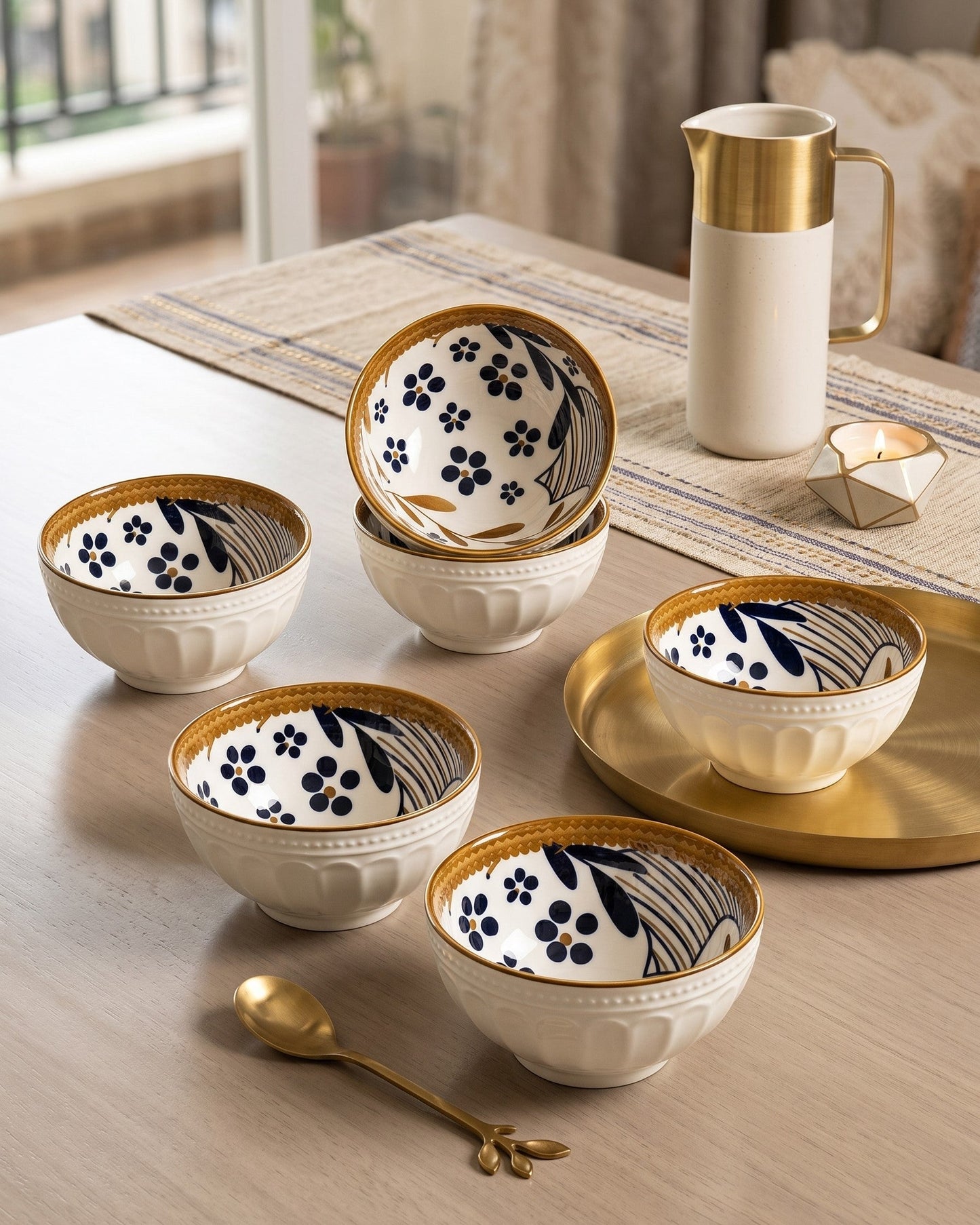 Golden Bloom Katori - Set Of 6 Style - 3