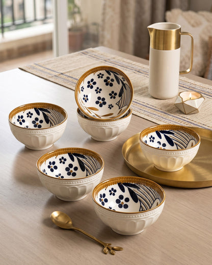 Golden Bloom Katori - Set Of 6 Style - 3