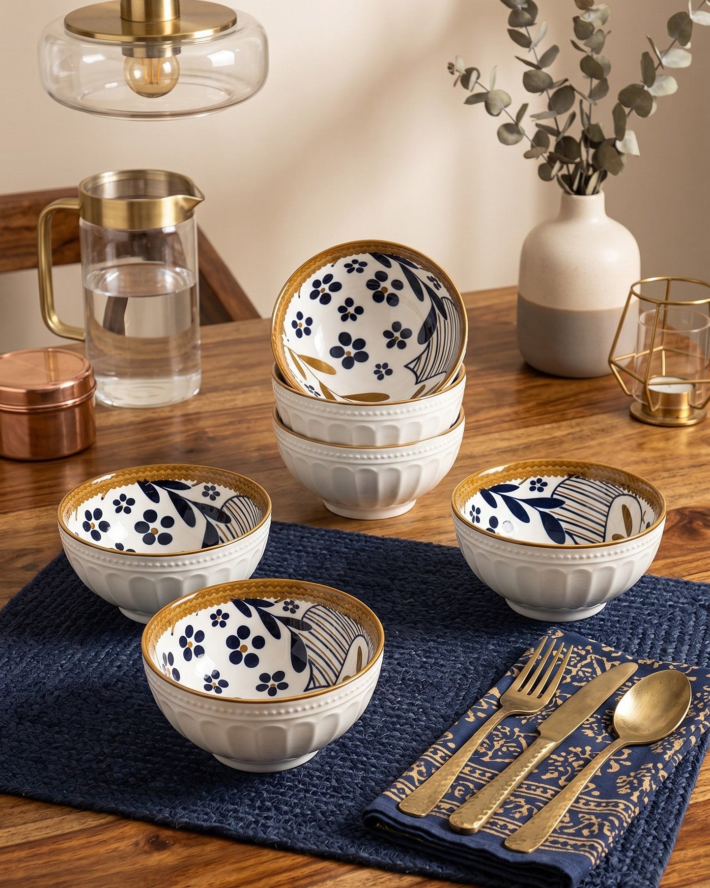 Golden Bloom Katori - Set Of 6 Style - 3