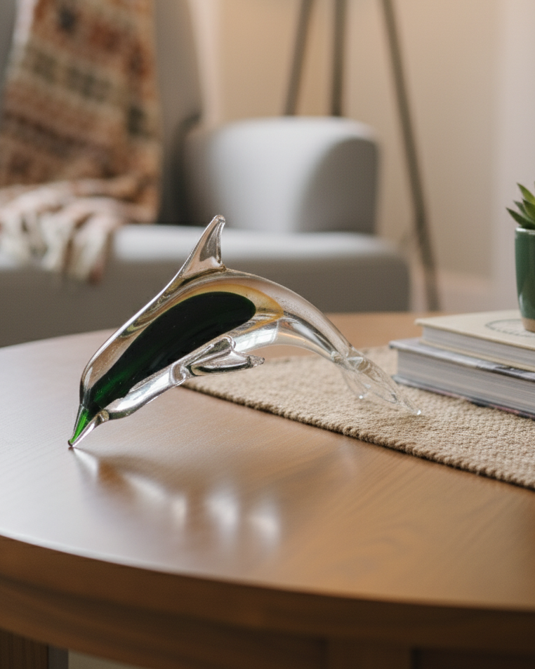Emerald Wave Decorative Dolphin Figurine