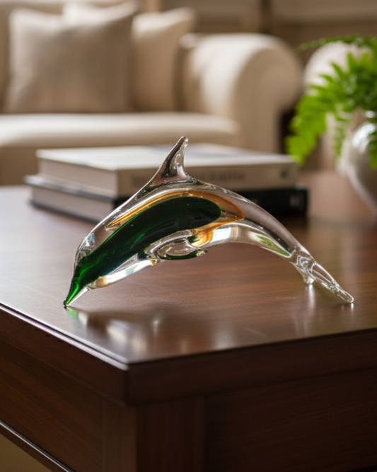 Emerald Wave Decorative Dolphin Figurine