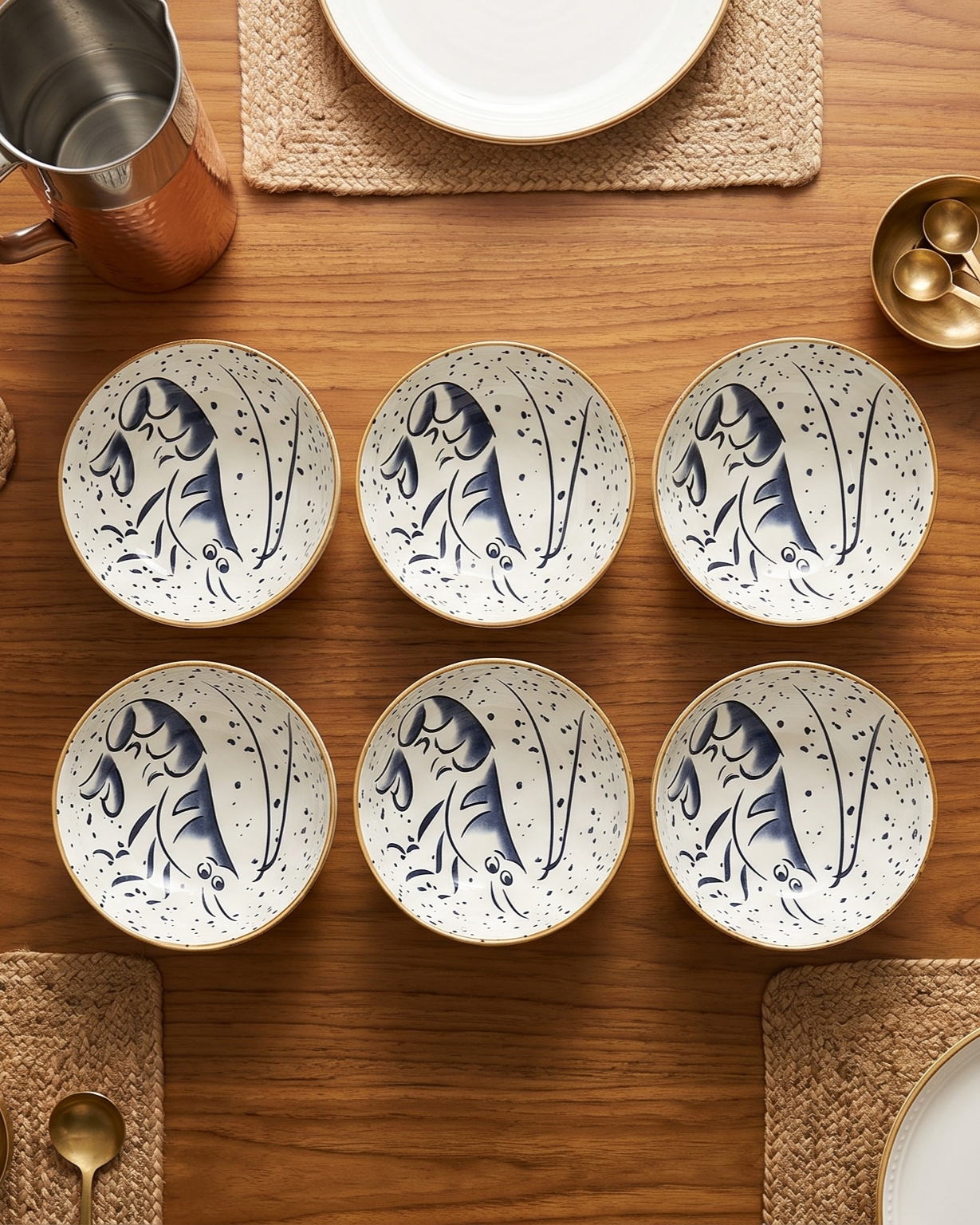 lobster Tales Katori - Set Of 6