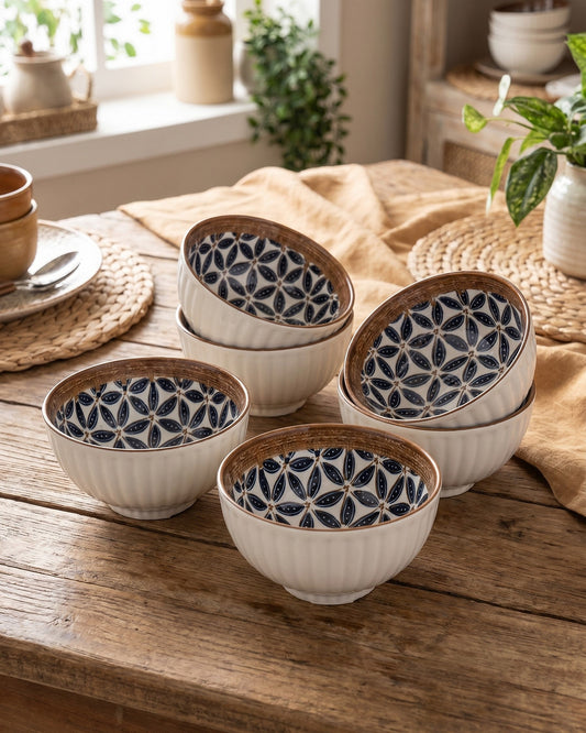 Indigo Pattern Katori - Set Of 6 Style - 2