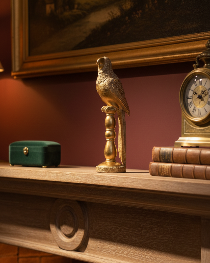 Golden Majesty Parrot Figurine