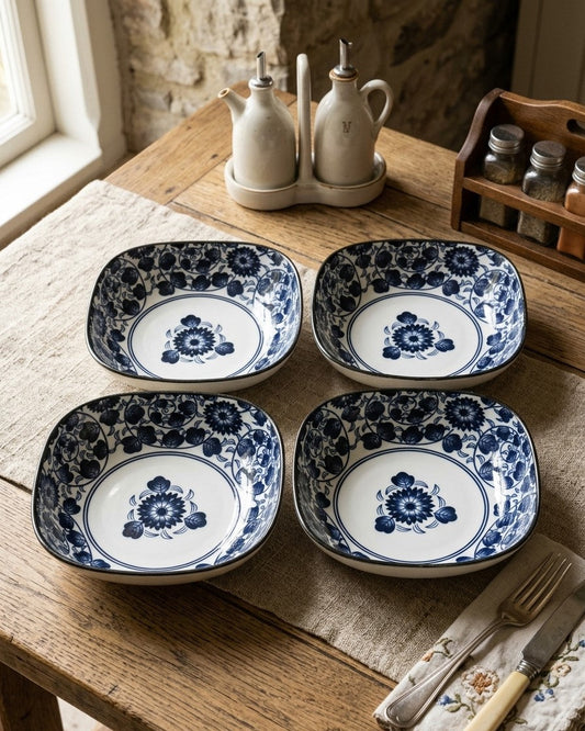 Indigo Square Katori - Set Of 4 Style - 2