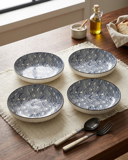 Indigo Texture Pasta Bowl - Set Of 4 Style - 2
