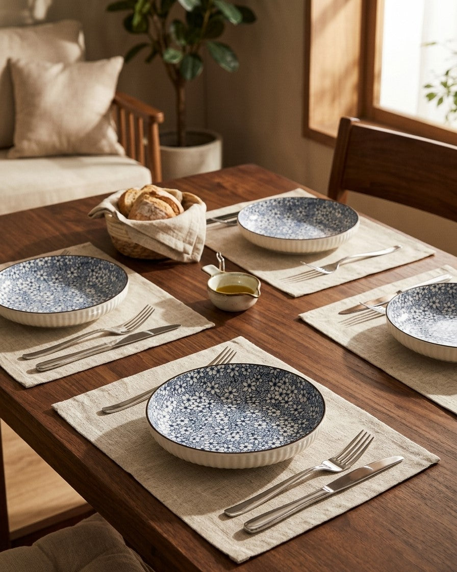 Indigo Texture Pasta Bowl - Set Of 4 Style - 1