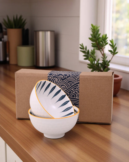 Sapphire Lines Ceramic Katori - Set Of 2