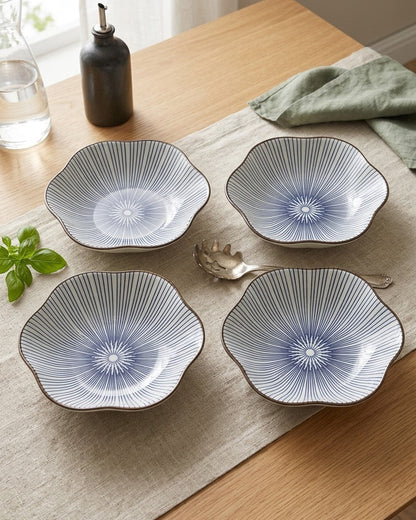 Indigo Wave Edge Bowl - Set Of 4 Style - 2