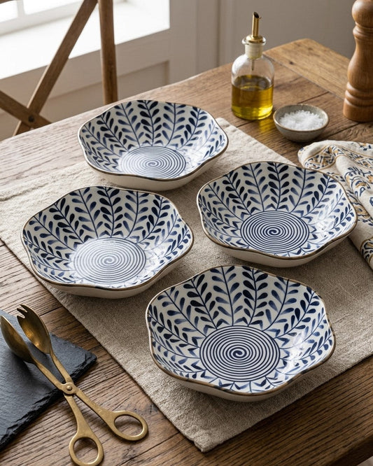 Indigo Wave Edge Bowl - Set Of 4 Style - 4
