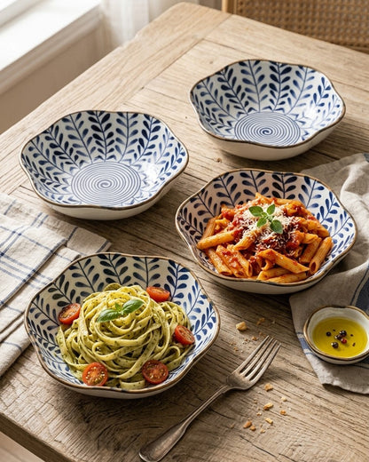 Indigo Wave Edge Bowl - Set Of 4 Style - 4