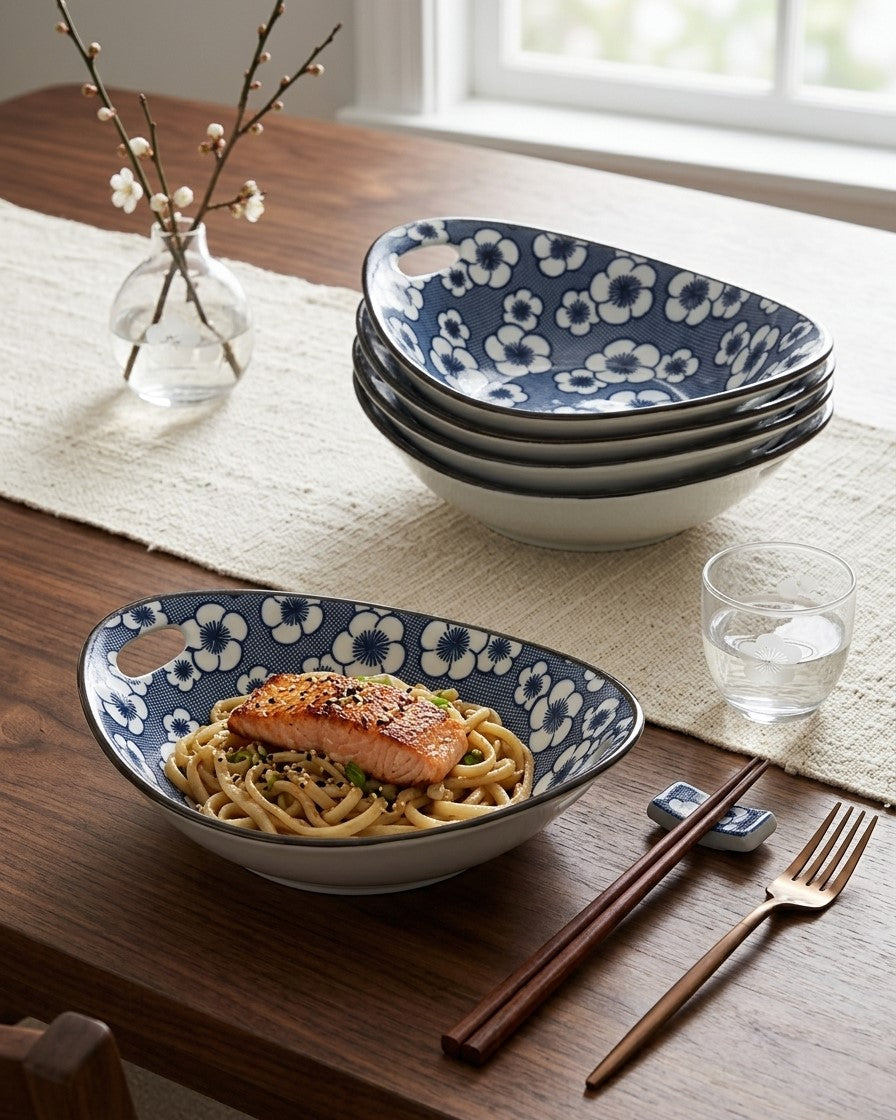 Indigo Bloom Serving Bowls - Set 4 Style - 1